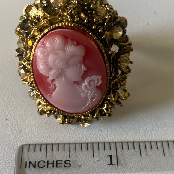 Cameo ring pinkish orange and gold - Picture 9 of 10